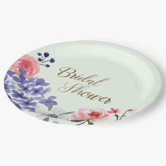 Garden Party Blumenpapierplatte Brautparty Pappteller (Schrägansicht)