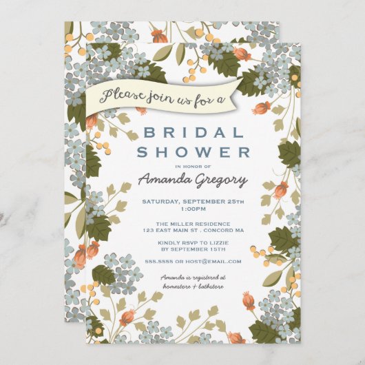 Garden Party Brautparty Einladung (Vorne/Hinten)