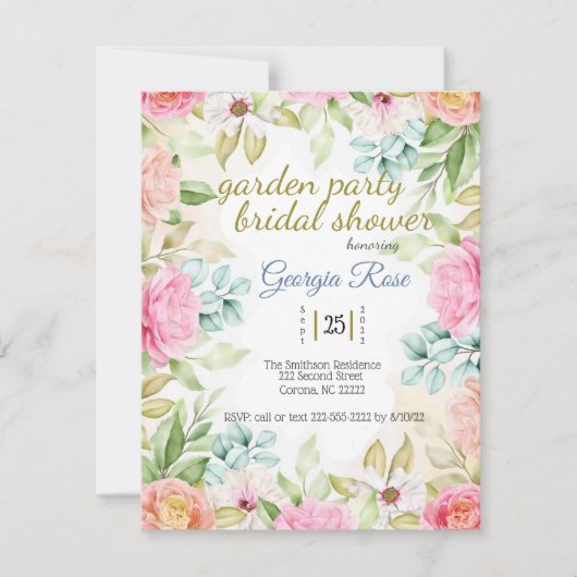 Garden Party Bridal Dusche Einladung (Vorderseite)