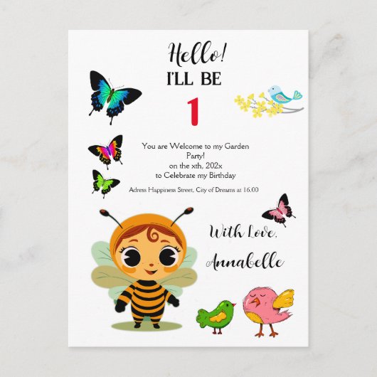 Garden Party Children Celebration Einladungspostkarte (Vorderseite)