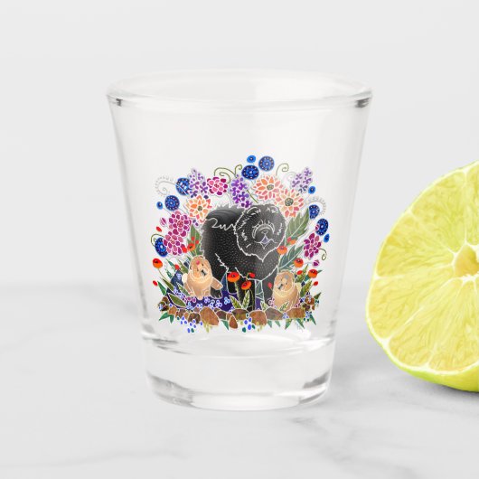 GARDEN PARTY Chow shot glass Schnapsglas (Vorderseite)