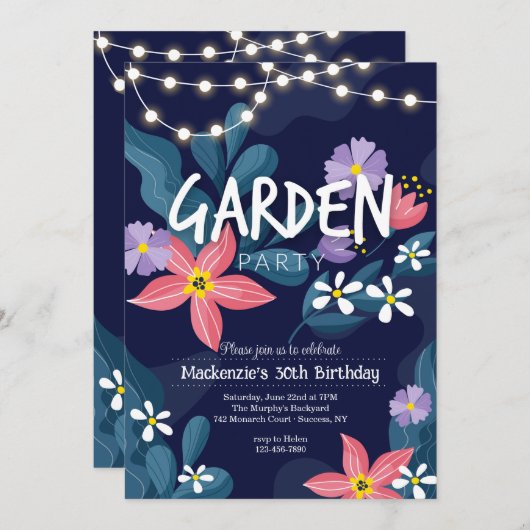 Garden Party Einladung (Vorne/Hinten)