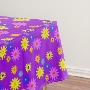 Garden Party Funky Retro 70er Blume Drucken Lila Tischdecke