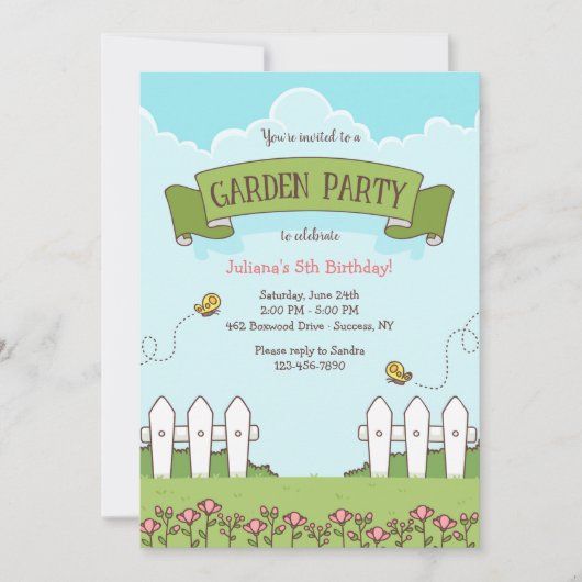 Garden Party Geburtstag Einladung (Vorderseite)