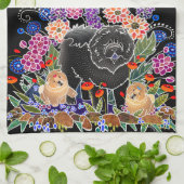 GARDEN PARTY Küchenhandtuch schwarz Hintergrund Geschirrtuch (Gefaltet)