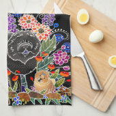 GARDEN PARTY Küchenhandtuch schwarz Hintergrund Geschirrtuch (Viertel Falte)