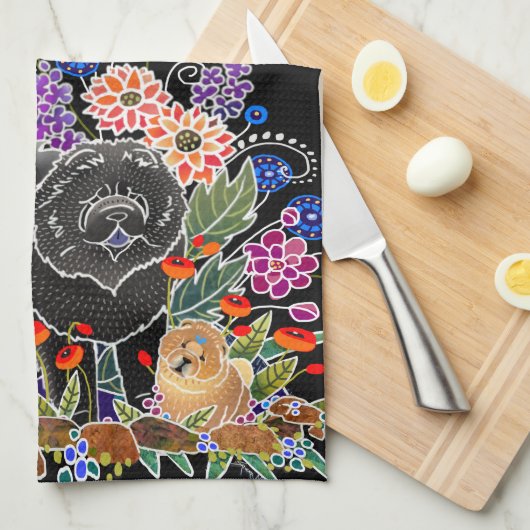 GARDEN PARTY Küchenhandtuch schwarz Hintergrund Geschirrtuch (Viertel Falte)