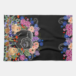 GARDEN PARTY Küchenhandtuch schwarz Hintergrund Geschirrtuch