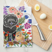 GARDEN PARTY Küchenhandtuch weiß Hintergrund Geschirrtuch (Viertel Falte)