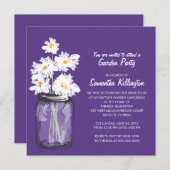 Garden Party Mason Jar & White Daisies Einladung (Vorne/Hinten)