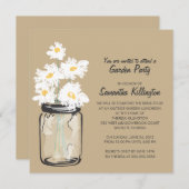 Garden Party Mason Jar & White Daisies Einladung (Vorne/Hinten)