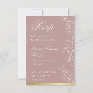Garden Party Mauve and Gold RSVP Card Karte
