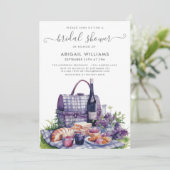 Garden Party Picnic Lavendel Brautparty Einladung (Stehend Vorderseite)