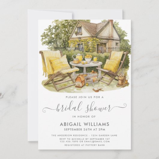 Garden Party Picnic Lemon Citrus Brautparty Einladung (Vorderseite)