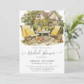 Garden Party Picnic Lemon Citrus Brautparty Einladung (Stehend Vorderseite)