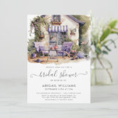 Garden Party Picnic Lila Brautparty Einladung (Stehend Vorderseite)