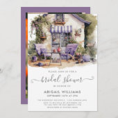 Garden Party Picnic Lila Brautparty Einladung (Vorne/Hinten)