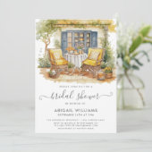 Garden Party Picnic Orange Citrus Brautparty Einladung (Stehend Vorderseite)