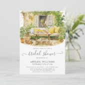 Garden Party Picnic Yellow Lemon Brautparty Einladung (Stehend Vorderseite)