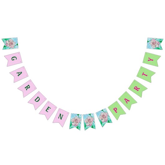 Garden Party Pink Peony Wimpelkette (Alle)