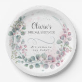 Garden Party Rosa und grüne Eukalyptus Pappteller (Vorderseite)