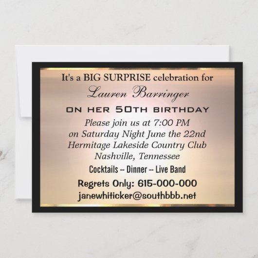 Garden Party Überraschung Party laden Einladung (Rückseite)