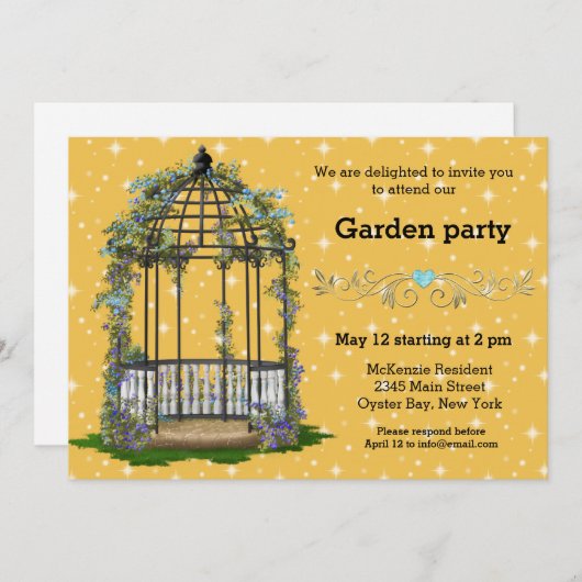 Garden-Party * Wählen Sie Ihre Hintergrundfarbe Einladung (Vorne/Hinten)