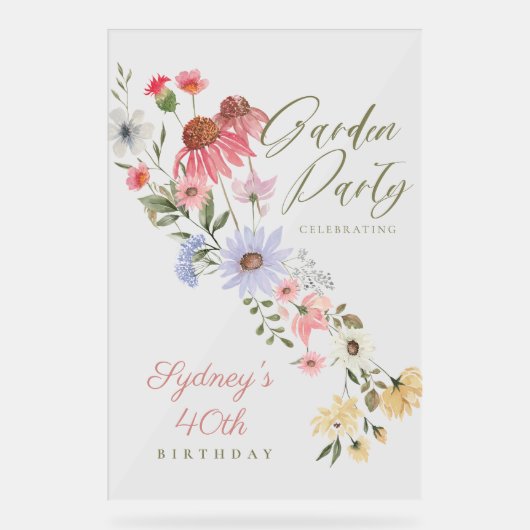 Garden Party Wasserfarbene Wildblume Florenz Gebur Acrylschild (Vorderseite)