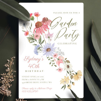 Garden Party Wasserfarbene Wildblume Florenz Gebur Einladung
