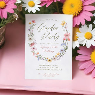 Garden Party Wasserfarbene Wildblume Florenz Gebur Einladung