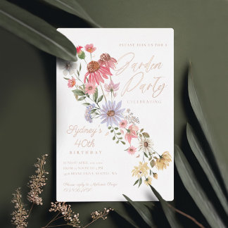 Garden Party Wasserfarbene Wildblume Florenz Gebur Folieneinladung