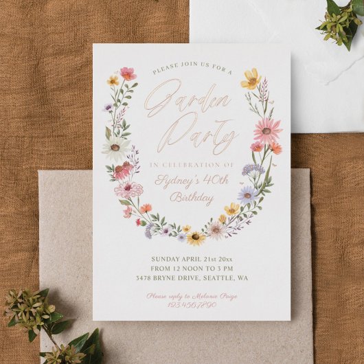 Garden Party Wasserfarbene Wildblume Florenz Gebur Folieneinladung