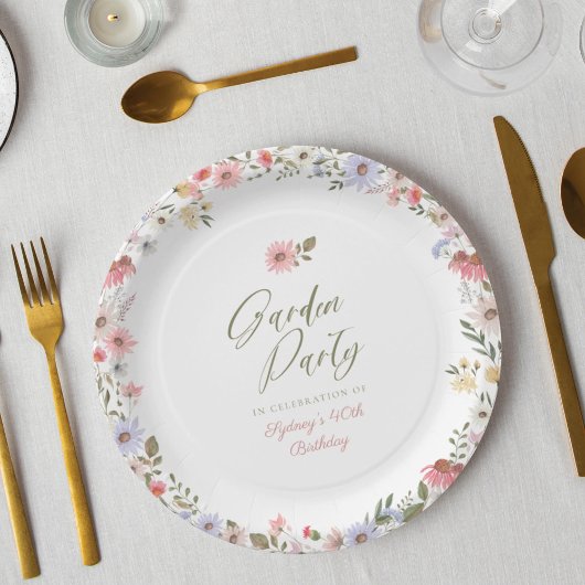 Garden Party Wasserfarbene Wildblume Florenz Gebur Pappteller