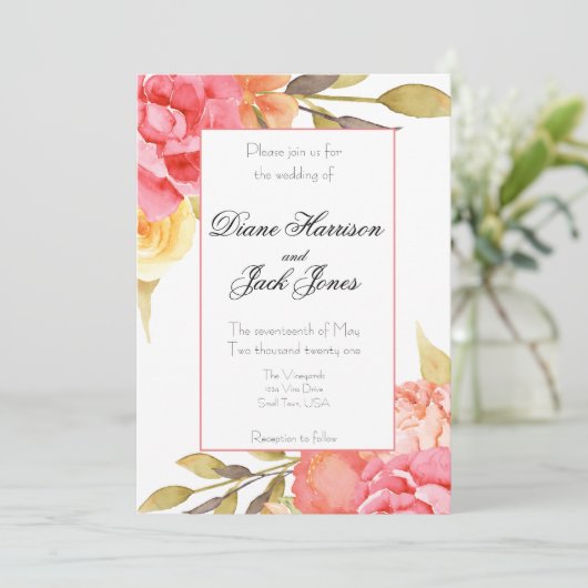 Garden Party Wedding Einladung (Stehend Vorderseite)