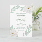 Garden Party Wedding Invite, Gardenias & Greenery Einladung (Stehend Vorderseite)
