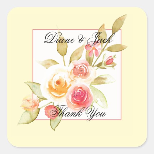 Garden Party Wedding Quadratischer Aufkleber (Vorderseite)