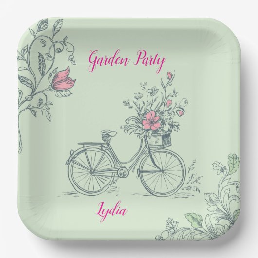 Garden Party Whimsical Floral Pappteller (Vorderseite)
