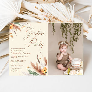 Garden Party Wildblume Floral 1. Geburtstag Foto Einladung
