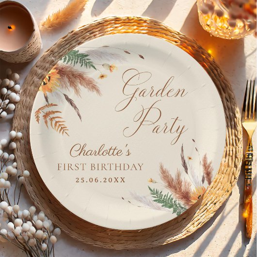 Garden Party Wildblume Floral 1. Geburtstag Pappteller