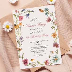 Garden Party Wildblume Geburtstag Einladung
