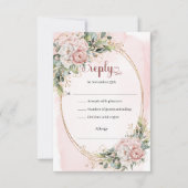 Garden Pastel Pink Eucalyptus Wedding RSVP (Vorderseite)
