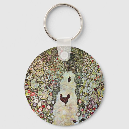 Garden Path w Chickens, Gustav Klimt, Art Nouveau Schlüsselanhänger (Vorderseite)