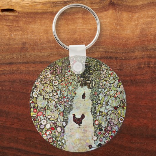 Garden Path w Chickens, Gustav Klimt, Art Nouveau Schlüsselanhänger (Rückseite)