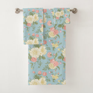 Garden Peony Floral Pattern Badhandtuch Set