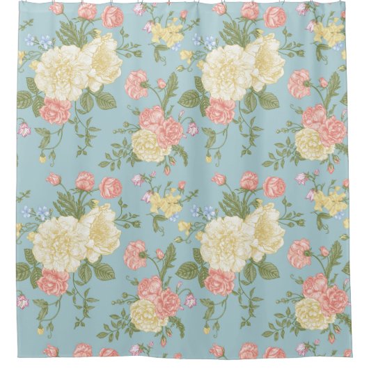 Garden Peony Floral Pattern Duschvorhang (Vorderseite)