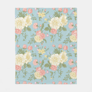 Garden Peony Floral Pattern Fleecedecke