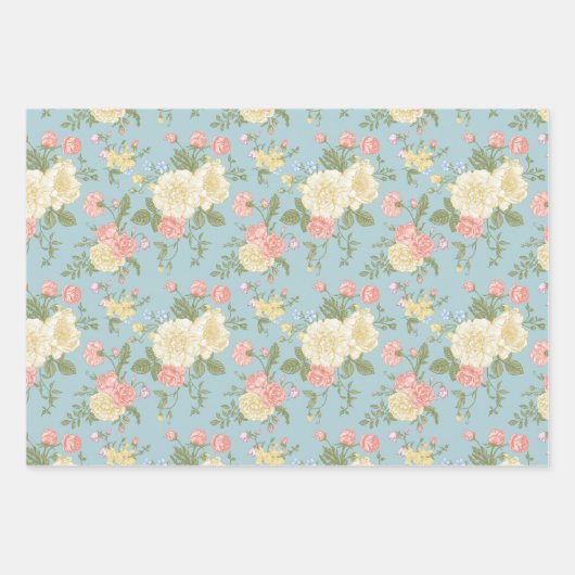 Garden Peony Floral Pattern Geschenkpapier Set (Vorderseite)