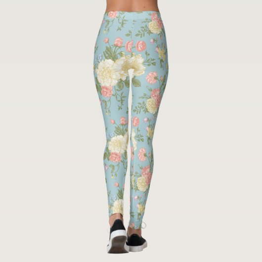 Garden Peony Floral Pattern Leggings (Rückseite)