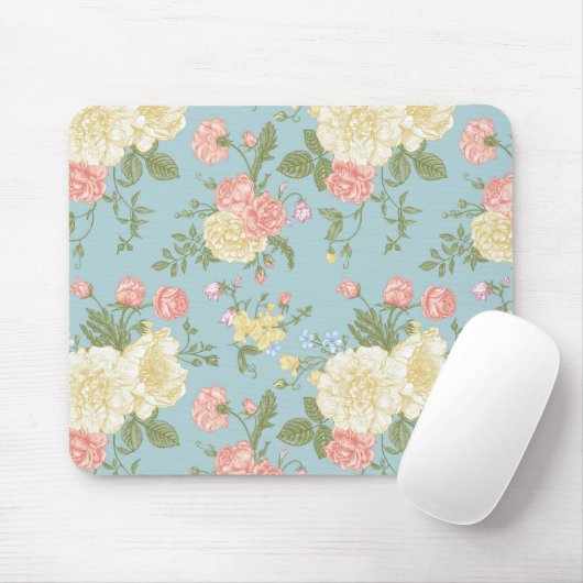 Garden Peony Floral Pattern Mousepad (Mit Mouse)