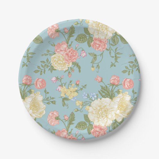 Garden Peony Floral Pattern Pappteller (Vorderseite)